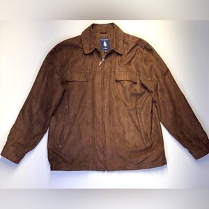 Roundtree Yorke Outdoors VTG brown faux suede field jacket sz M Rugged full zip